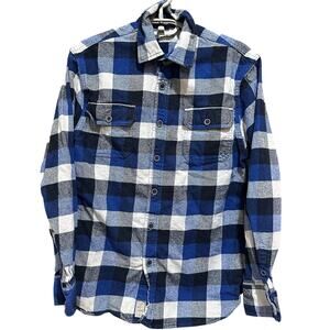Jachs Flannel Shirt M Blue Buffalo Plaid Heavyweight Grunge Skater Lumberjack